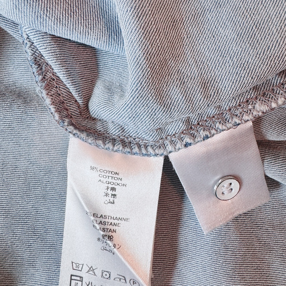 Bonpoint Light Blue Ruffle-Trim Denim Shirt - Picture 5 of 5